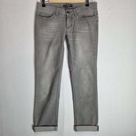 Dolce & Gabbana Womens Jeans Straight 38 (US 2) Grey Girly Italy Mid Rise 30x29 - Picture 2 of 12